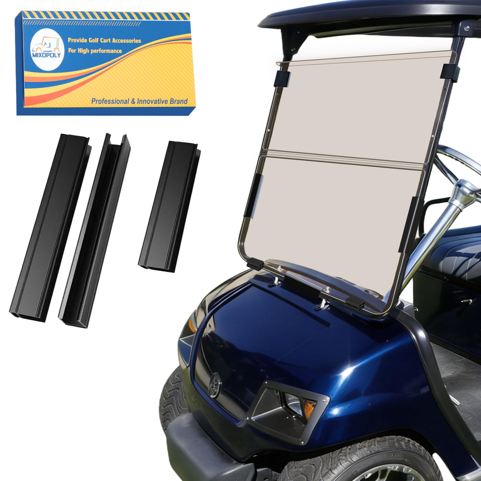 Mixopoly golf cart windshield front view for Yamaha G14–G19 with clear visibility and UV protection.