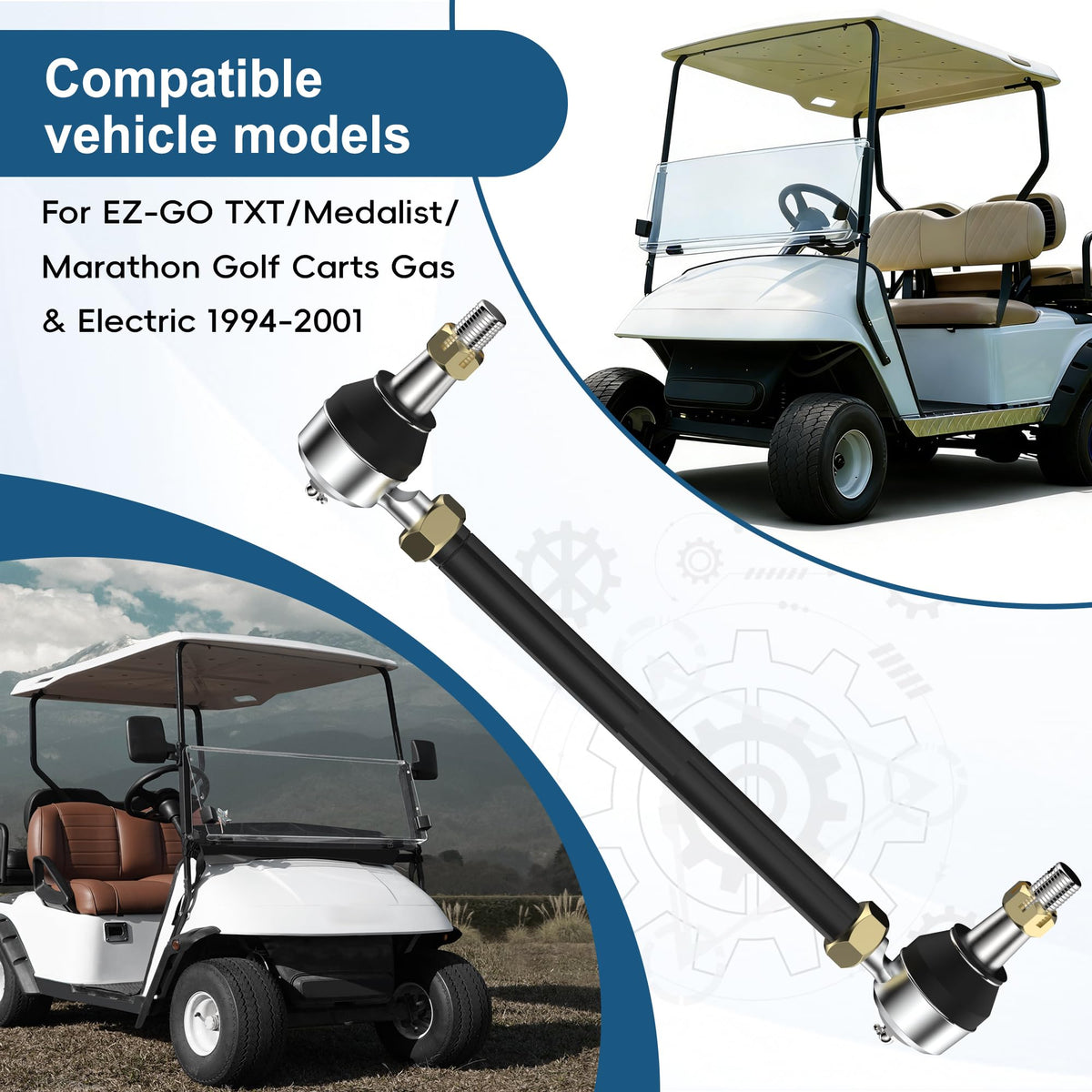 Mixopoly golf steering tie rod end kit right side, durable metal construction for reliability.