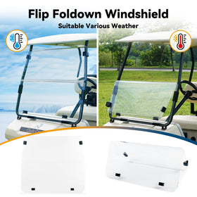 Mixopoly windshield includes mounting hardware for quick, tool-free installation.