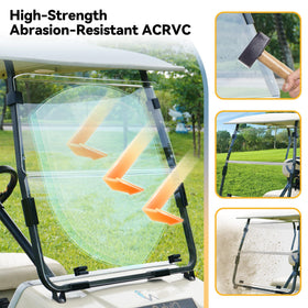 Mixopoly clear acrylic windshield offers panoramic visibility in rain and dust.