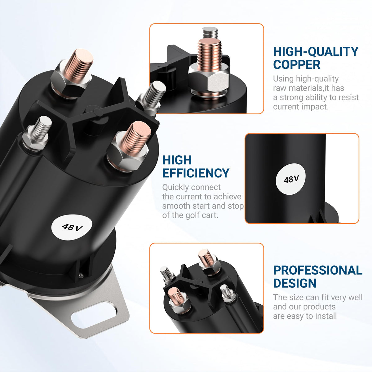 Mixopoly heavy-duty 48V solenoid suitable for Curtis controller setups