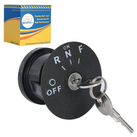 Mixopoly ignition switch front view shows rugged, reliable hardware for EZGO RXV carts.