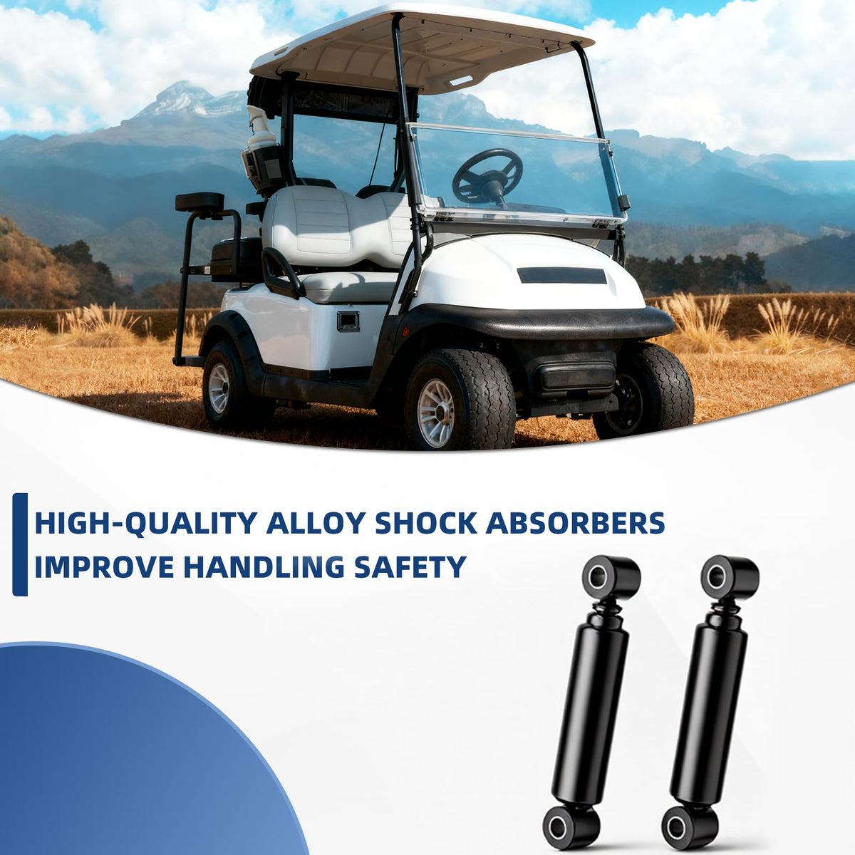 Mixopoly installation quick-look for golf cart front shocks.