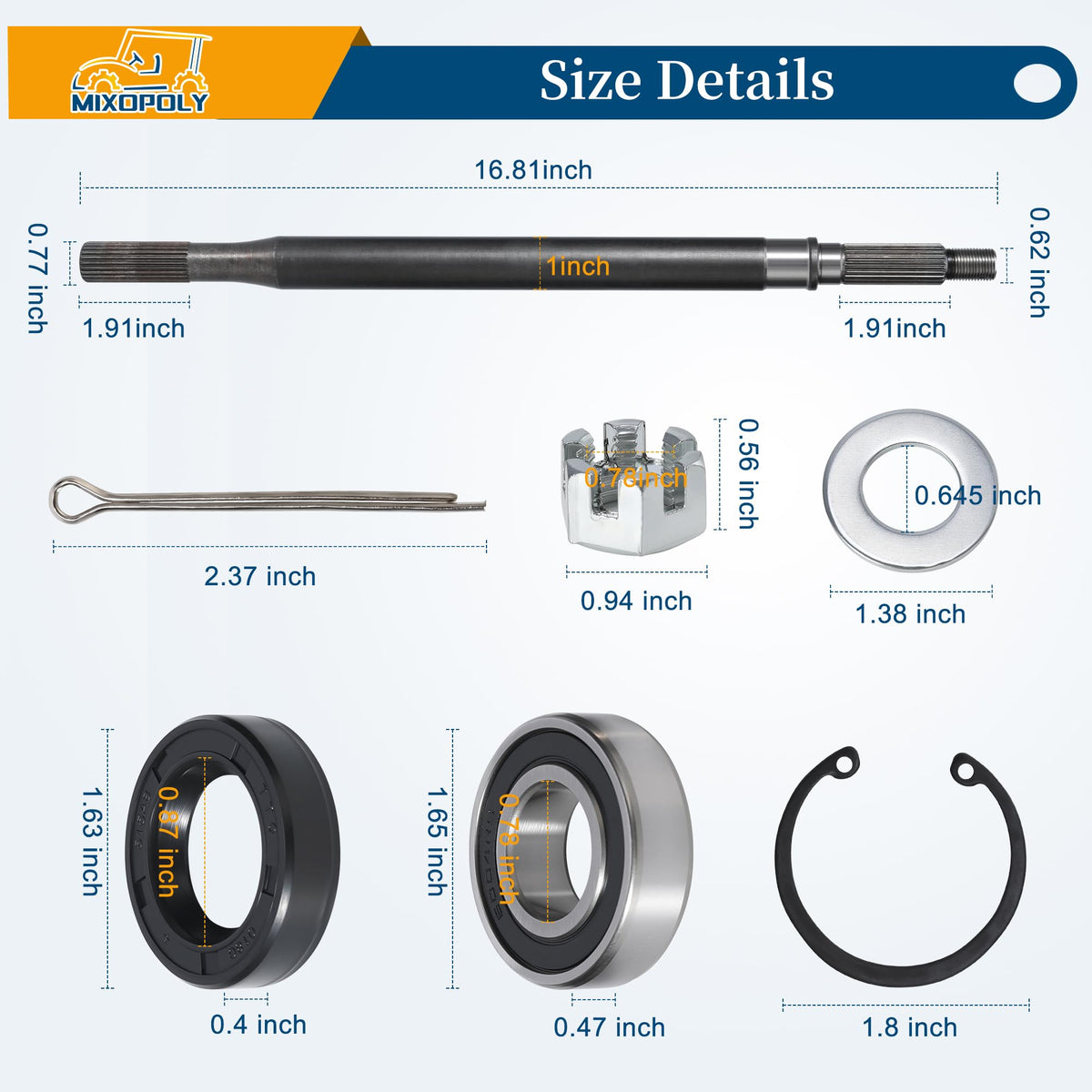 Mixopoly installation kit; complete hardware for a direct-fit replacement.