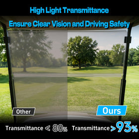 Mixopoly windshield installed on EZGO TXT with easy tool-free setup.