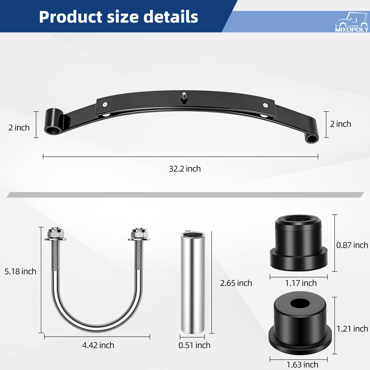 Packaging shows Mixopoly kit with all components for EZGO RXV installation