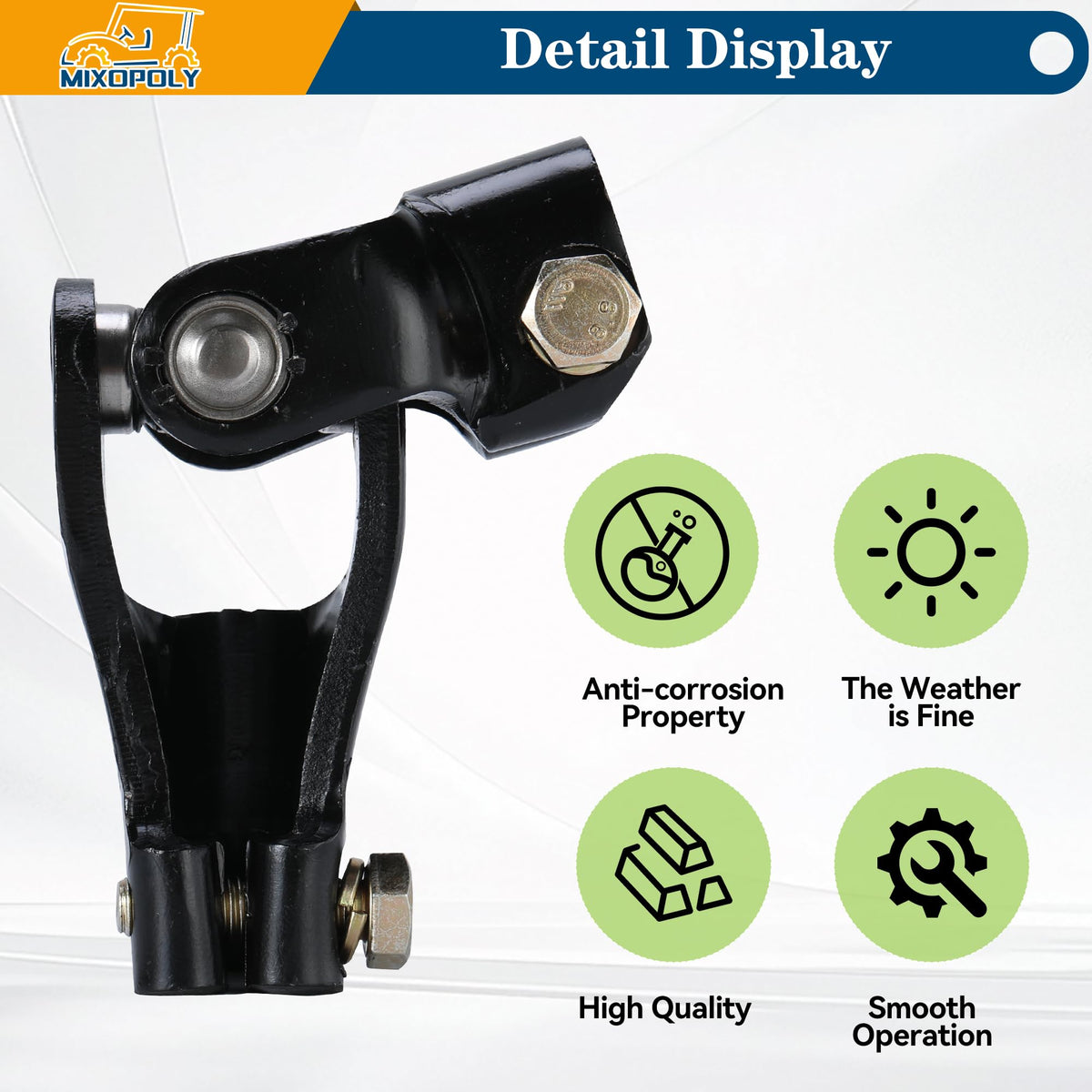 Mixopoly replacement lower yoke matches OEM 103810201 for Club Car