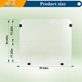 Mixopoly packaged windshield with dimensions helps plan fit before installation.
