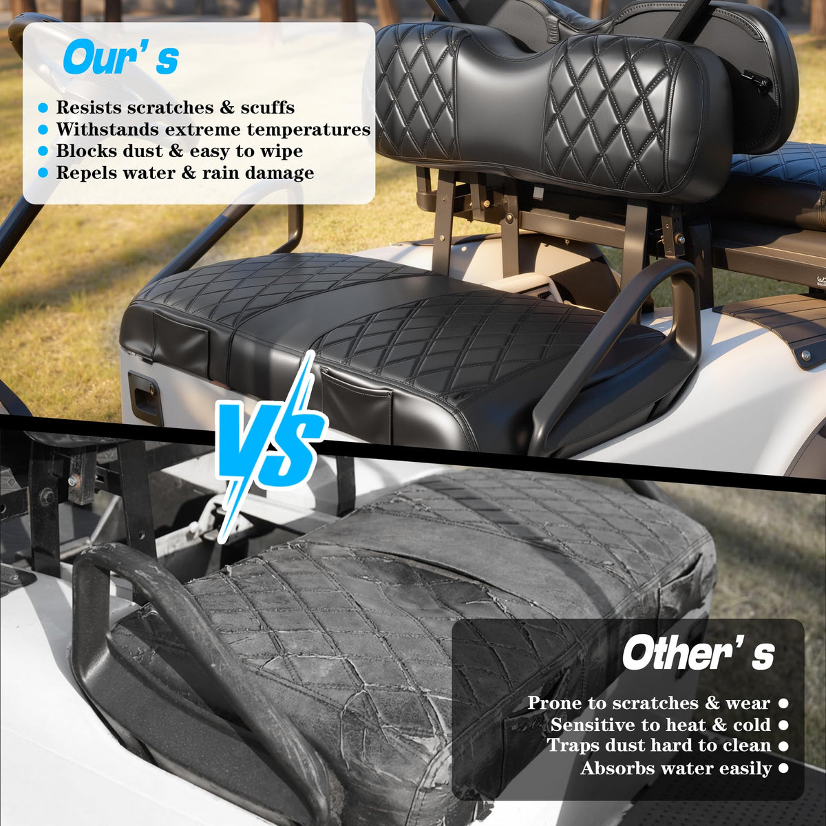 Mixopoly EZGO TXT rear seat back cover diamond guards against UV fading.