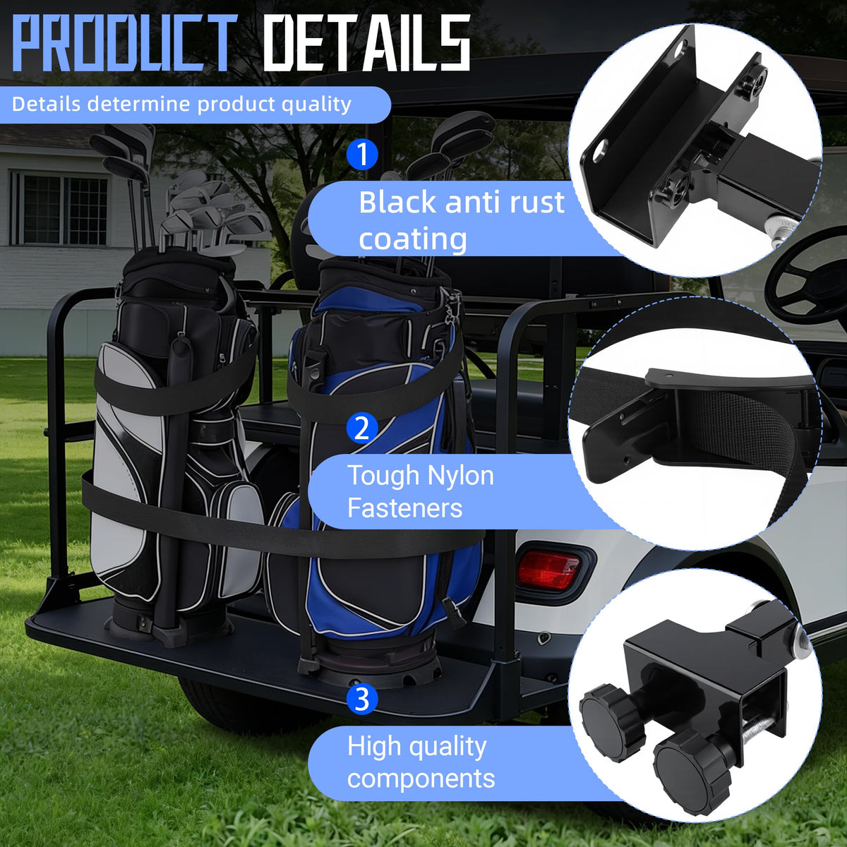 Mixopoly rear-seat bracket uses 1-inch square tubing for sturdy mount.