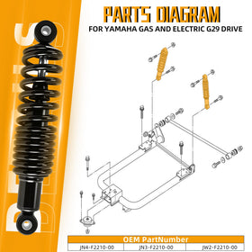 Mixopoly rear shock for Yamaha G16 offers durable, reliable ride.