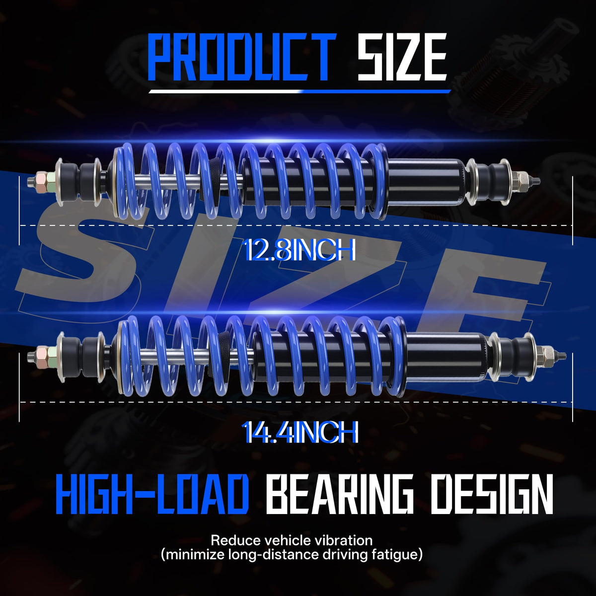 Mixopoly shocks enhance ride stability on uneven golf cart surfaces.