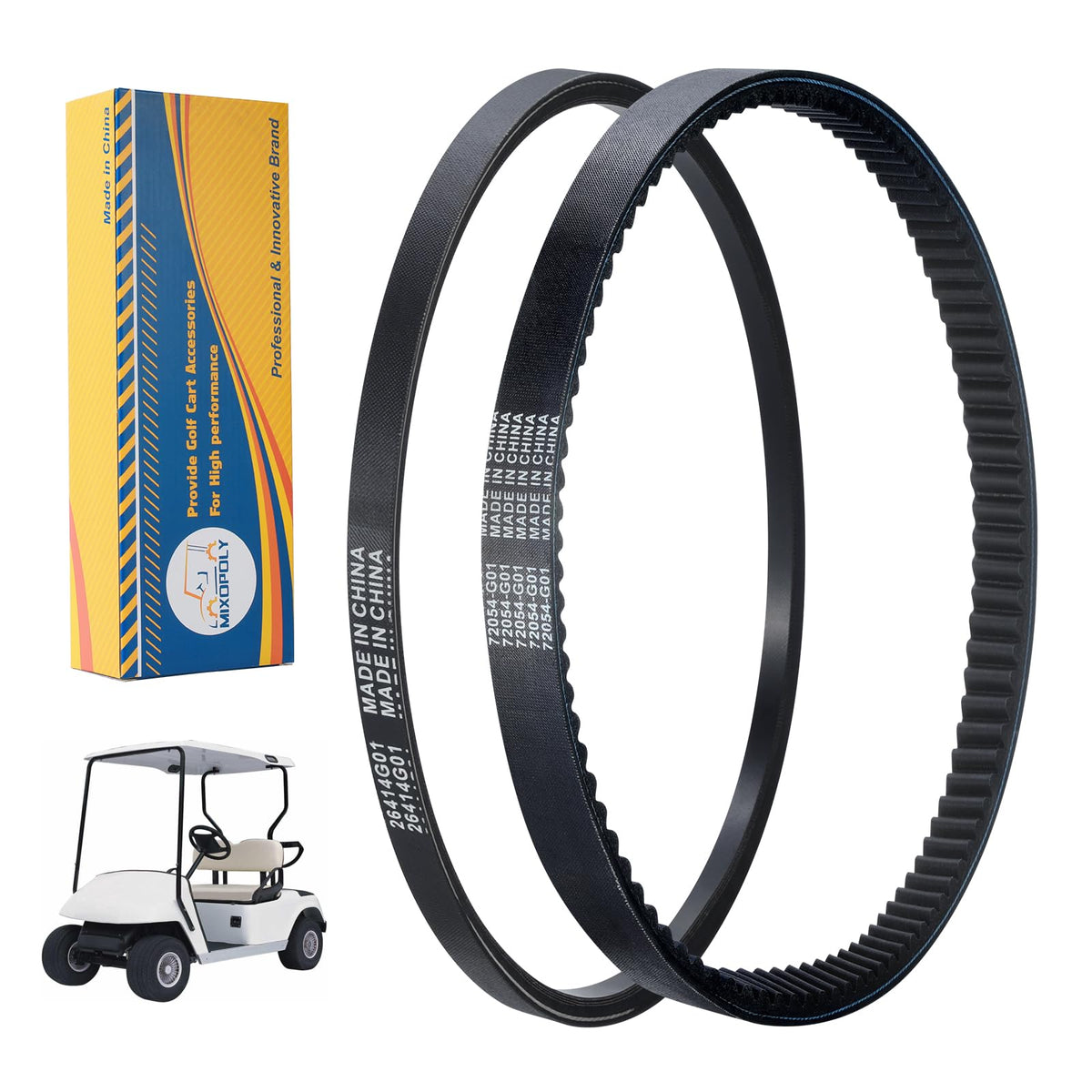 Mixopoly starter generator belt close-up, high-tensile and heat-resistant for EZGO TXT.