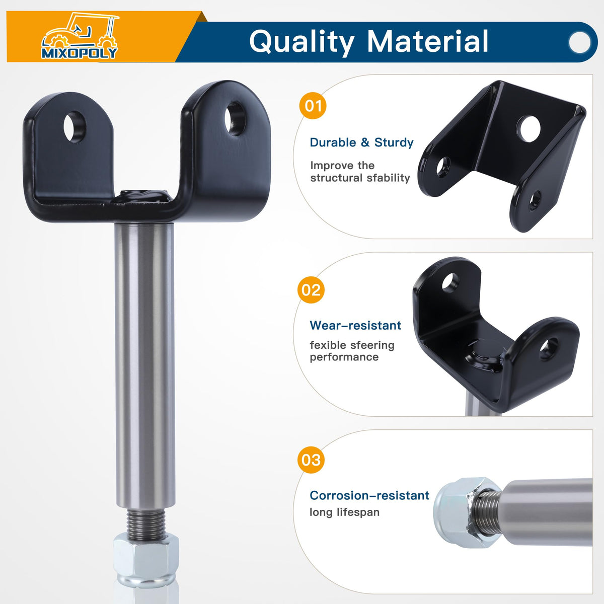 Mixopoly steel plate screws included for secure Club Car DS bushing install.