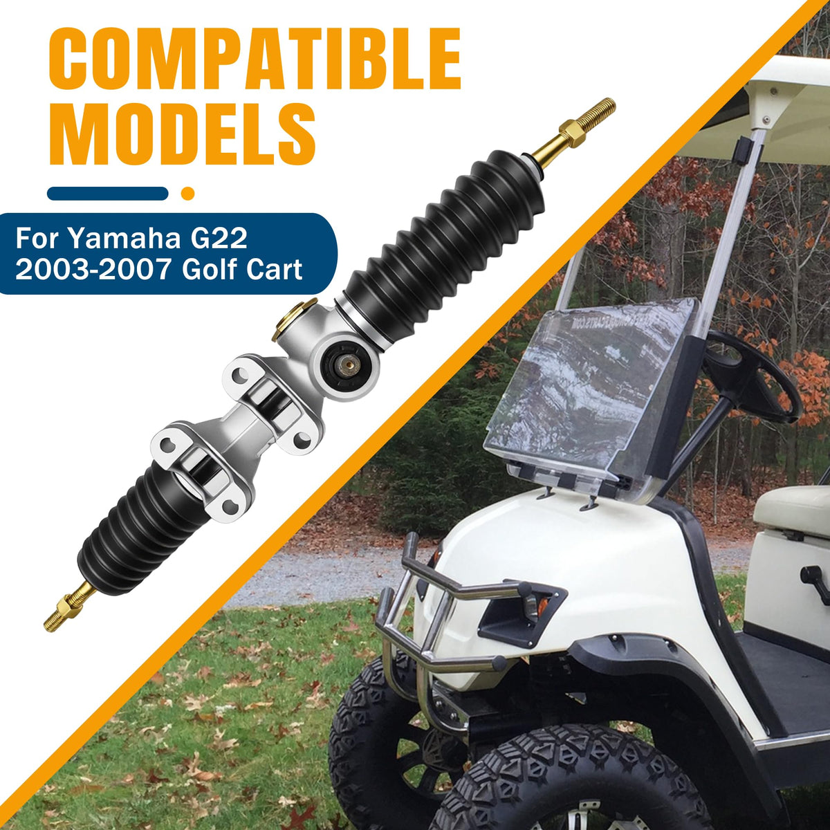 Mixopoly install-ready steering-gear box supports quick, secure Yamaha G22 upgrades.
