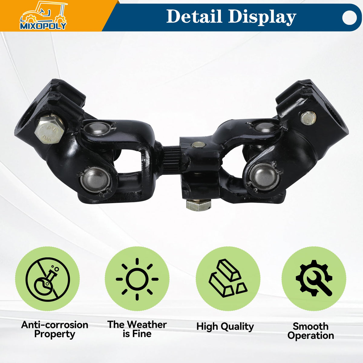 Mixopoly steering-joint installation-easy shows quick, tool-friendly replacement benefits.