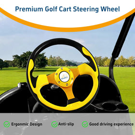 Mixopoly yellow wheel installed on Yamaha G-series cart interface for style