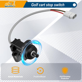 Mixopoly stop switch in use on a golf cart with pedal action