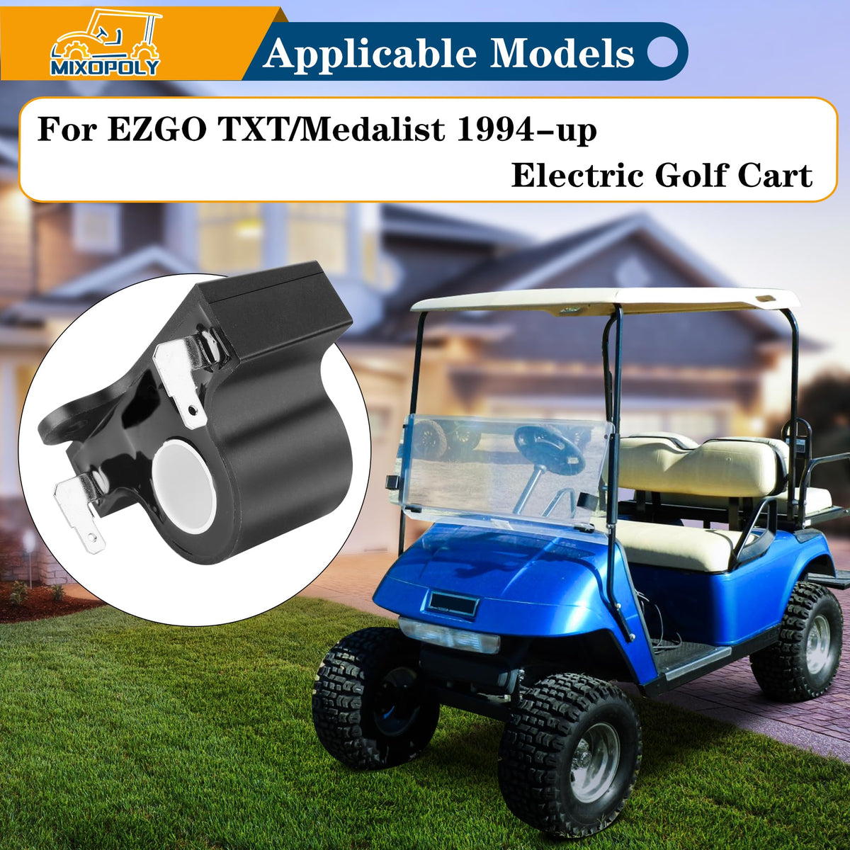Mixopoly throttle sensor with DCS/PDS compatibility label for versatile EZGO carts.