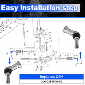 Mixopoly tie rod end replacement shown with OEM JU0-F3841-00-00 compatibility for reliable fit