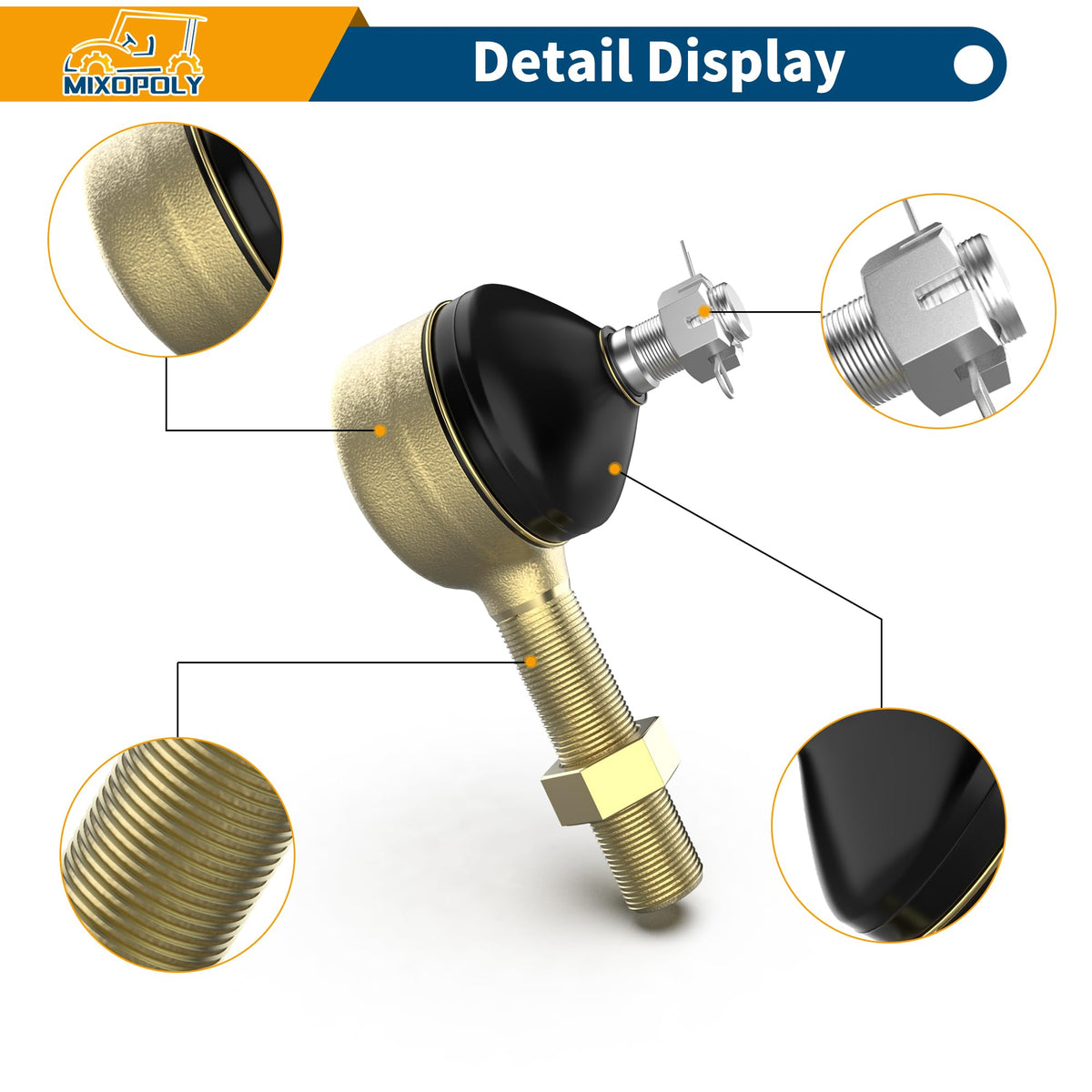 Mixopoly right-thread tie rod end replacement for Club Car DS