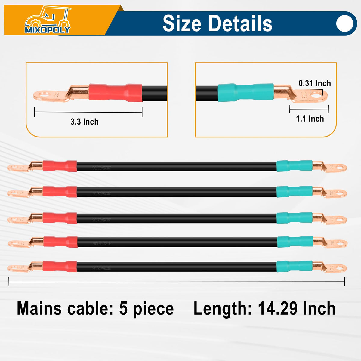 Mixopoly tin-plated copper terminals resist corrosion and wear for long-lasting connections.