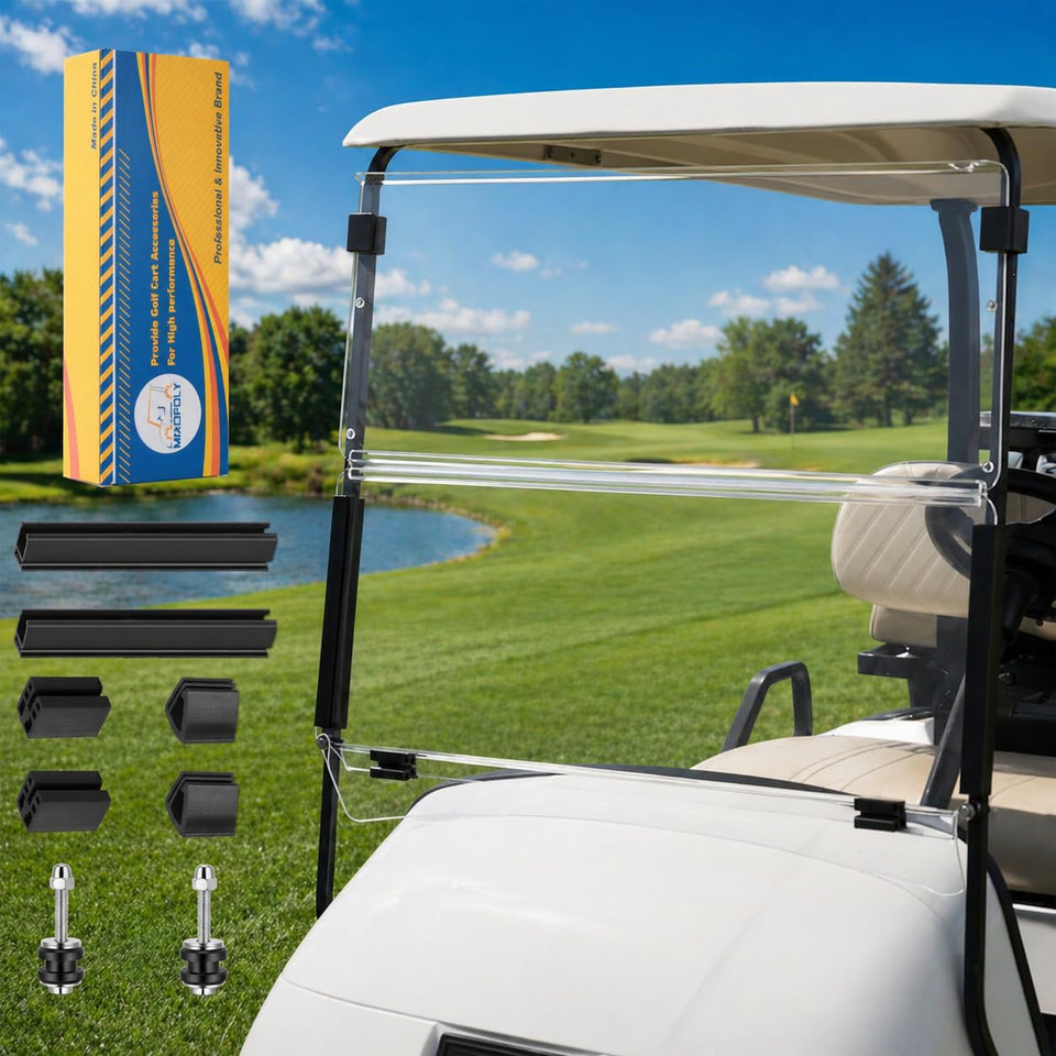 Mixopoly EZGO TXT windshield front view for clear visibility and snug fit.