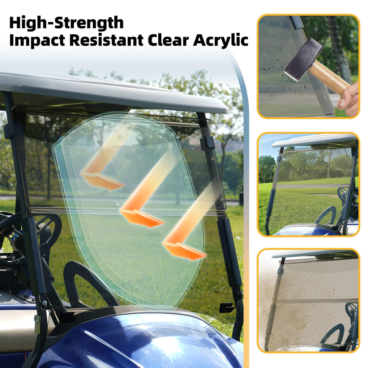 Mixopoly tinted acrylic windshield displays a durable, glare-reducing surface
