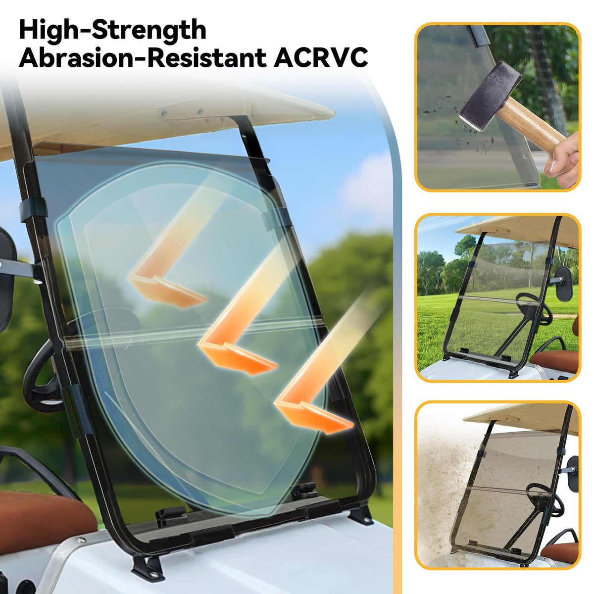 Mixopoly tool-free install windshield for Club Car DS without drilling.