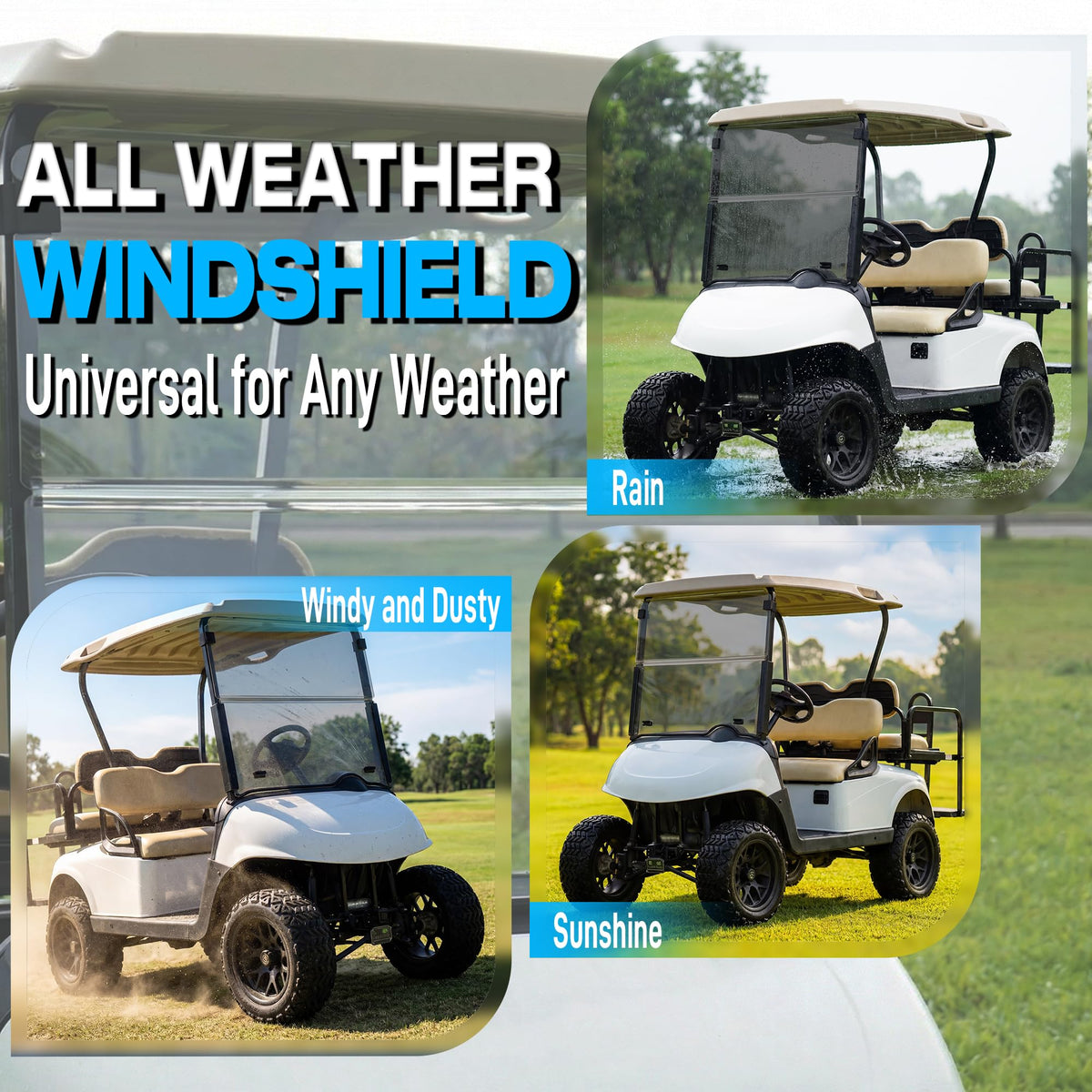 Mixopoly windshield UV-resistant clear acrylic protects interior and preserves crystal-clear visibility.