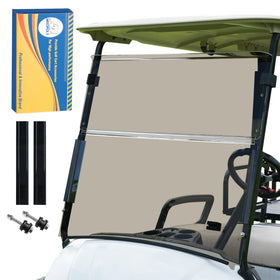 Mixopoly windshield for Yamaha Drive2 2017+ front view with tinted folding reduces glare during rides.