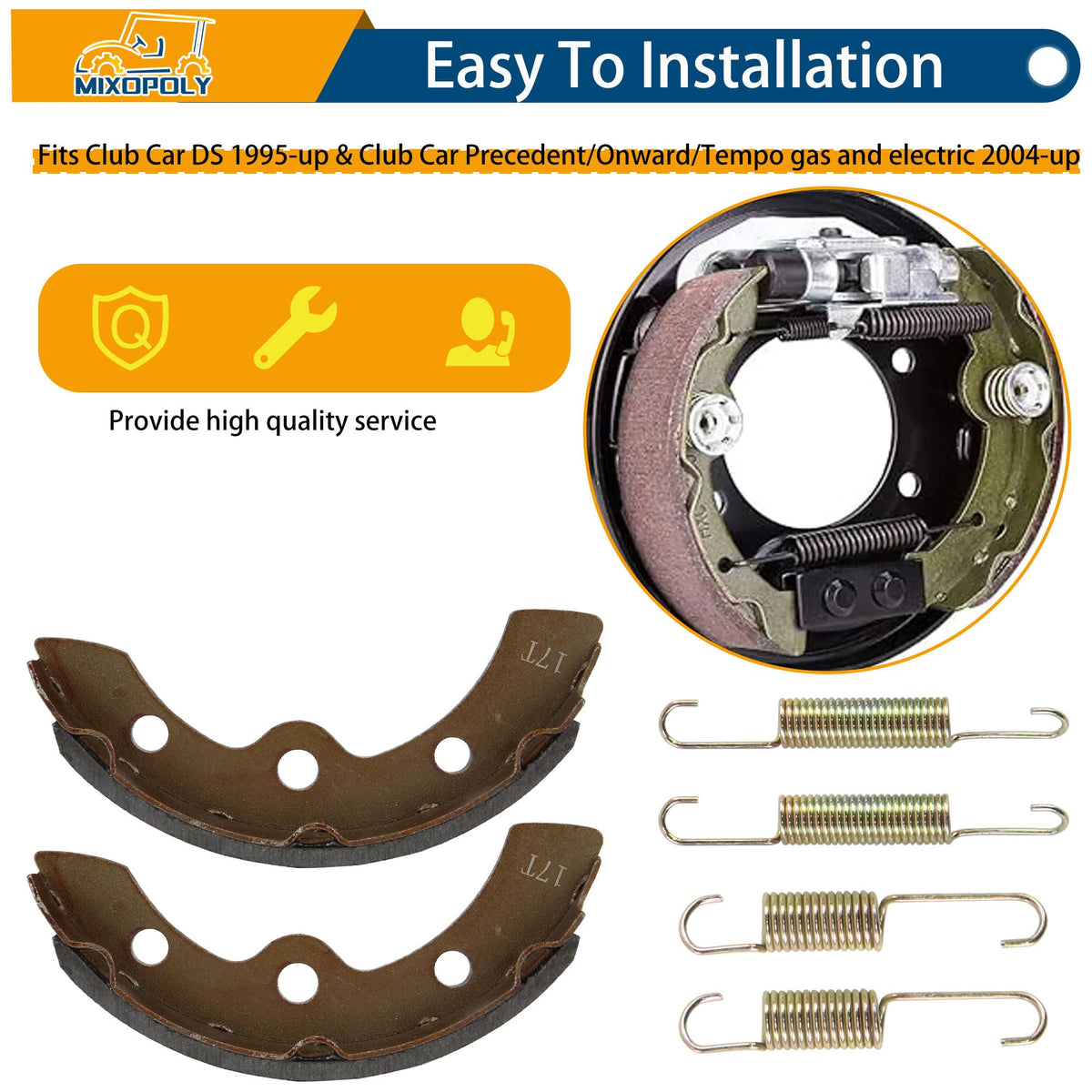 Mixopoly Yamaha brake shoes set with OEM compatibility notes