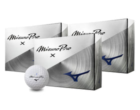 Mizuno PRO X ball close-up showing AXIALFLOW dimples for faster flight.