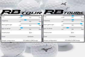 Mizuno RB Tour X ball core blends high energy rubber for velocity.