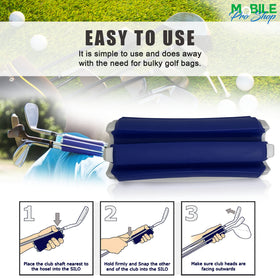Mobile Pro Shop keeps clubs dry and clean between holes with the included brush