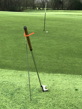 Mobile Pro Shop easy carry golf club stand shown on the fairway or practice area