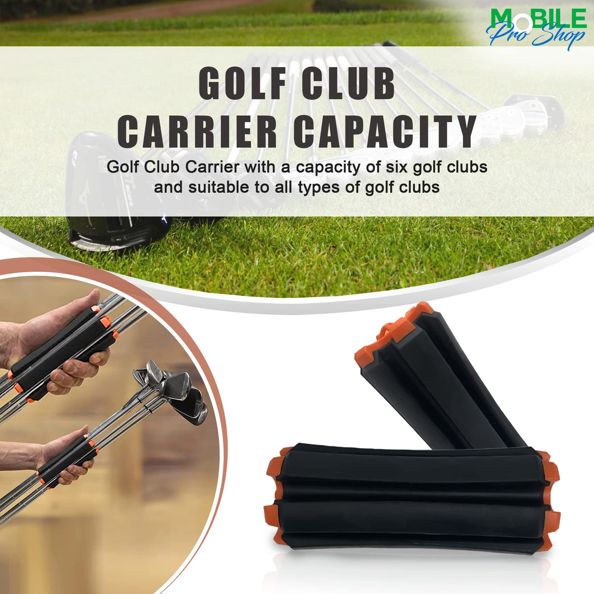 Mobile Pro Shop black and orange design boosts visibility on greens.