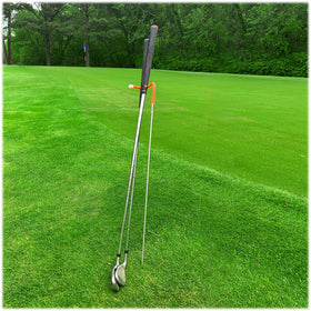 Mobile Pro Shop V-Stick golf club stand keeps grips clean and visible on the fairway