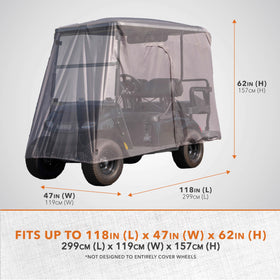 Modern Leisure Sport golf cart cover side view shields against wind-driven dust and debris