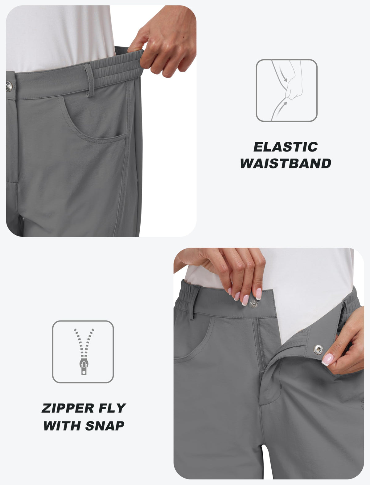 MoFiz capri pants elastic waistband for flexible comfort