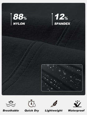 MoFiz capri pants in water-resistant nylon-spandex shed droplets for outdoor activities.