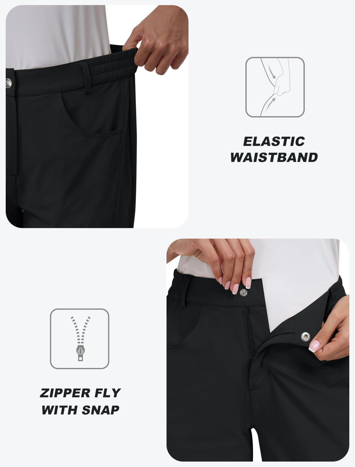 MoFiz water-resistant nylon-spandex capri pants with droplets bead-off fabric