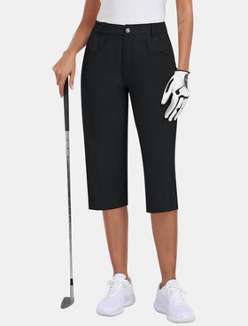 MoFiz capri pants with back snap pockets secure valuables on outdoor hikes.
