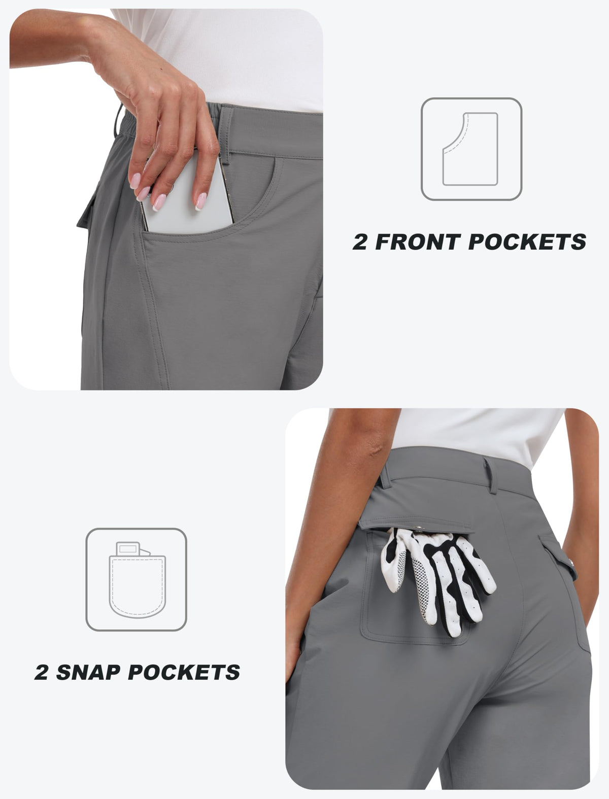 MoFiz women's capri pants use lightweight fabric for easy packing and all-day comfort.