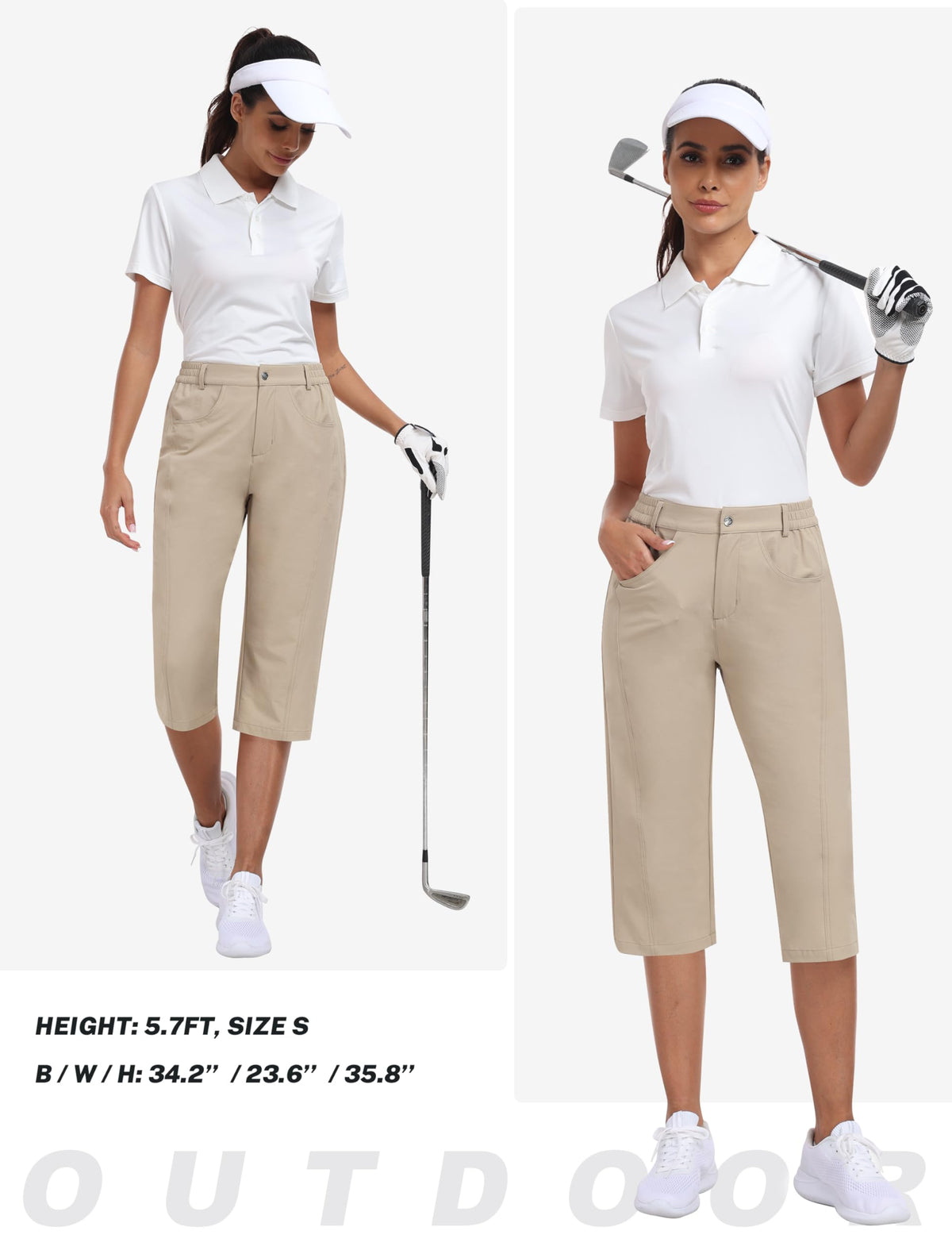 MoFiz women's capri pants suitable for golf, hiking, and daily wear.