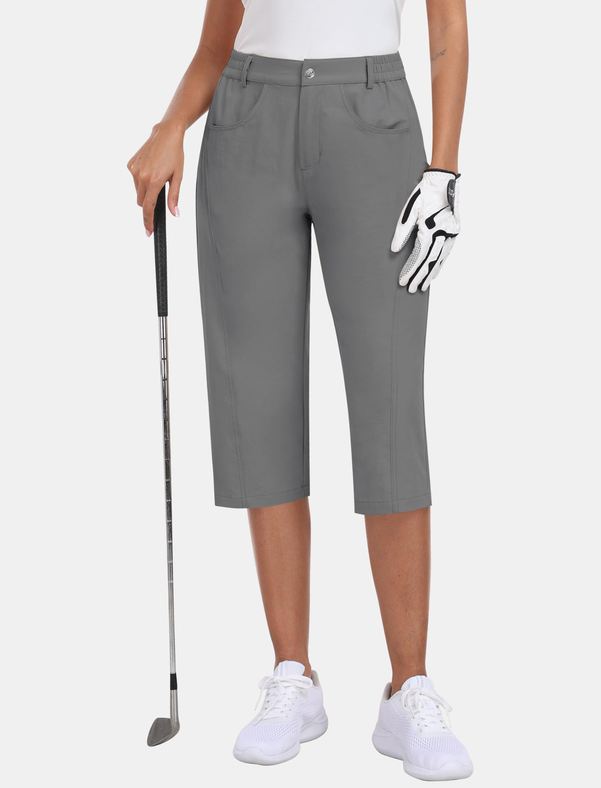 MoFiz women's capri pants back pocket for cards securely stored.