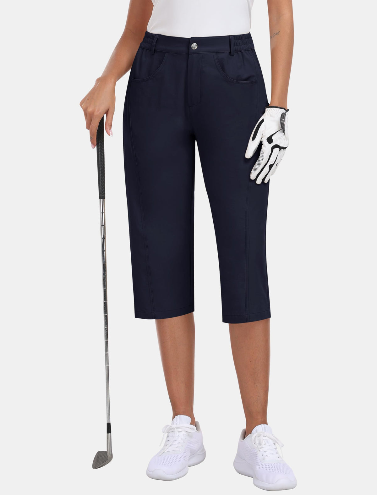 MoFiz women's capri pants back pockets for safe card and wallet storage on hikes
