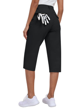 MoFiz women's capri pants front view with pockets for phones and essentials