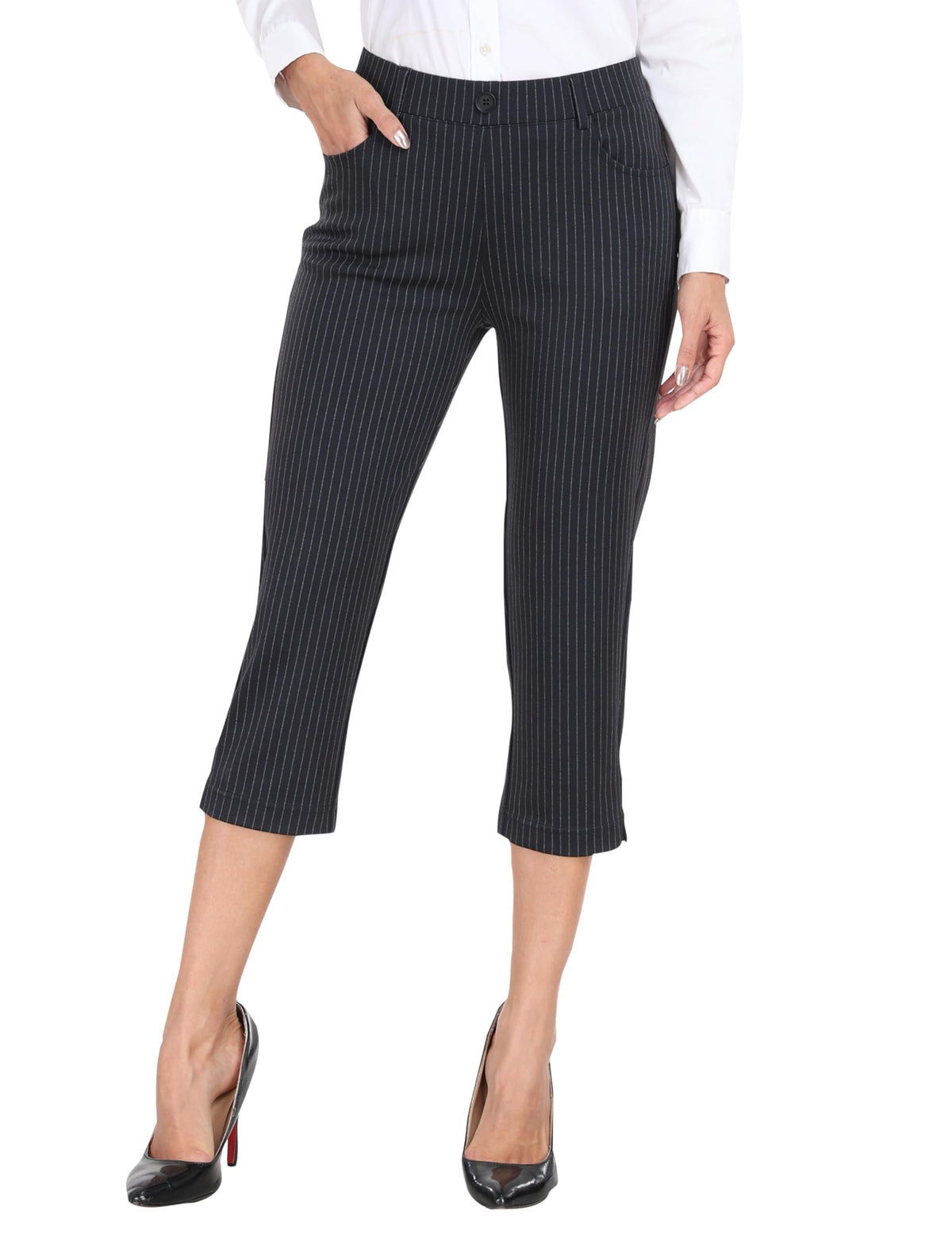 MoFiz capris elastic waist with belt loops for a flattering fit