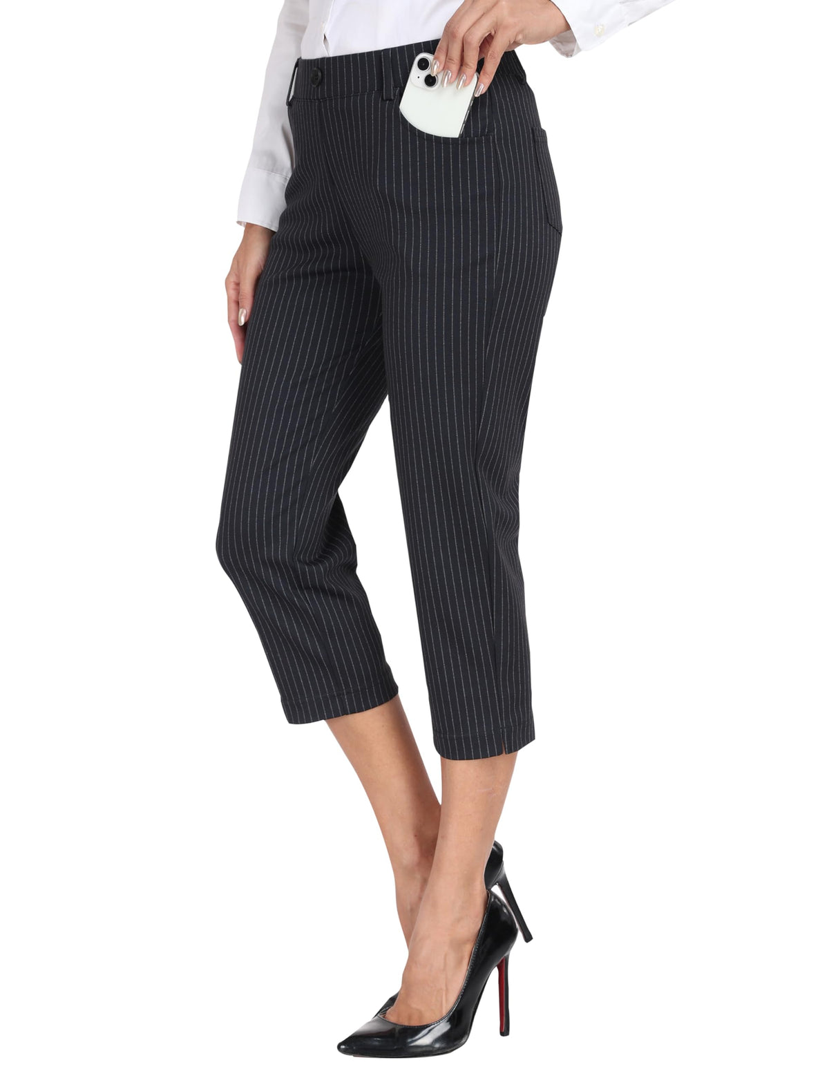 MoFiz women's capris pull-on elastic waistband for comfortable daily wear